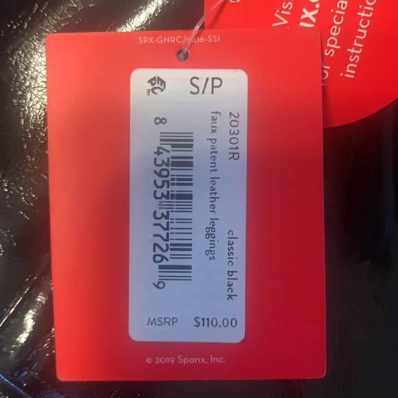 SPANX NWT Faux Patent Leather Leggings Black size small petite - Picture 8 of 9